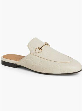 NIB Gucci Women Princetown GG Embossed Loafer Mule Sand 6